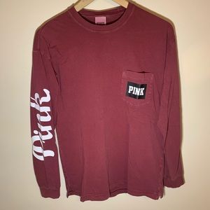 PINK Burgundy long sleeve Tee